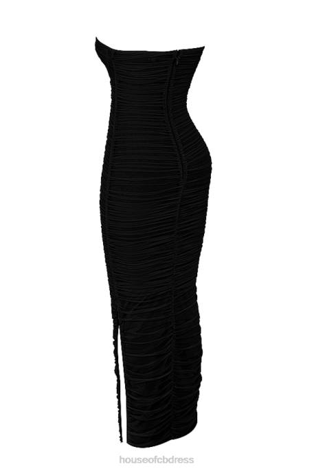 House of CB Sofia Black Mesh Strapless Maxi Dress Clothing 4H6N492