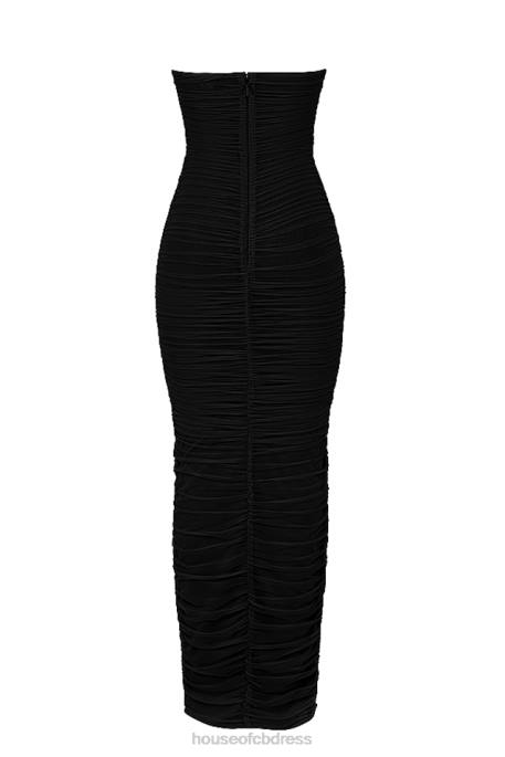 House of CB Sofia Black Mesh Strapless Maxi Dress Clothing 4H6N492