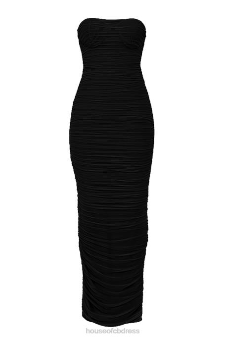 House of CB Sofia Black Mesh Strapless Maxi Dress Clothing 4H6N492