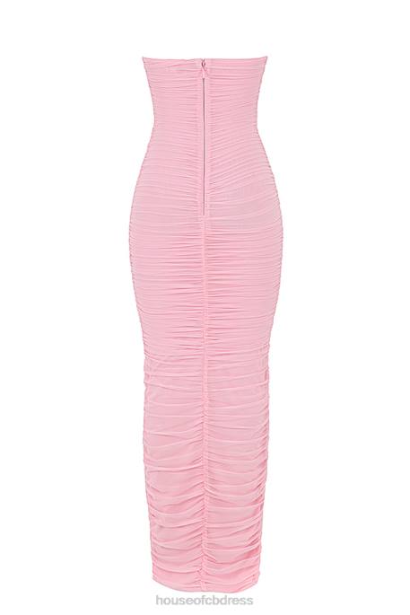 House of CB Sofia Fairy Pink Mesh Maxi Dress Clothing 4H6N497