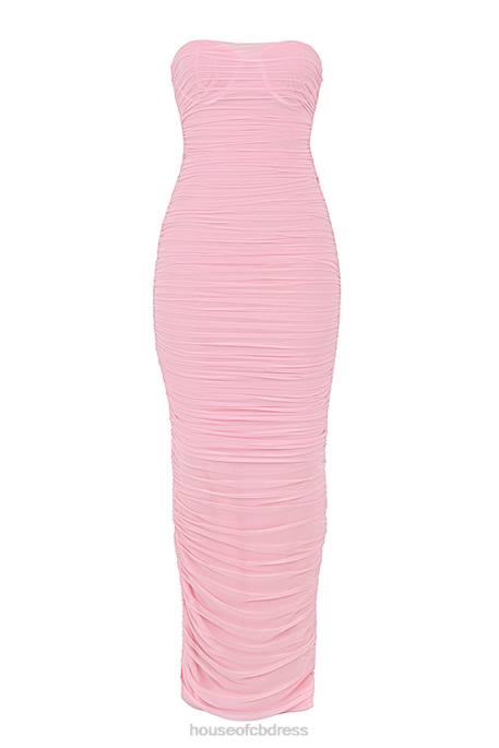 House of CB Sofia Fairy Pink Mesh Maxi Dress Clothing 4H6N497