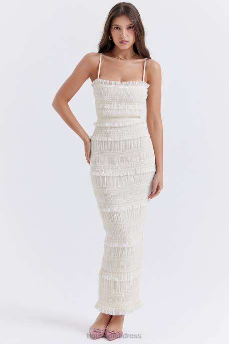 House of CB Solana Ivory Sequin Pleat Maxi Dress Clothing 4H6N241