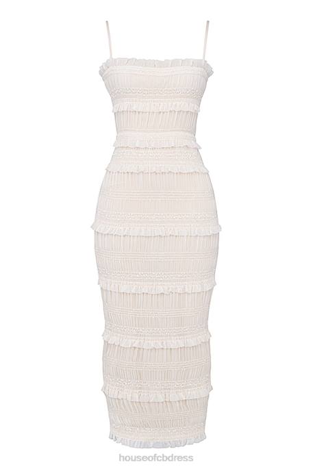 House of CB Solana Ivory Sequin Pleat Maxi Dress Clothing 4H6N241