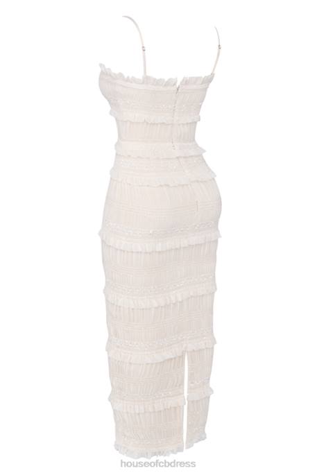 House of CB Solana Ivory Sequin Pleat Maxi Dress Clothing 4H6N241