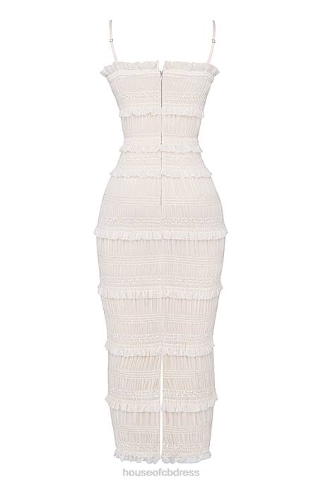 House of CB Solana Ivory Sequin Pleat Maxi Dress Clothing 4H6N241