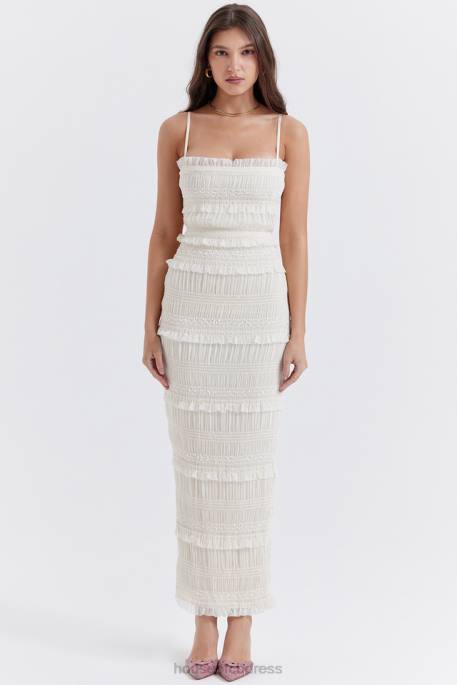 House of CB Solana Ivory Sequin Pleat Maxi Dress Clothing 4H6N241