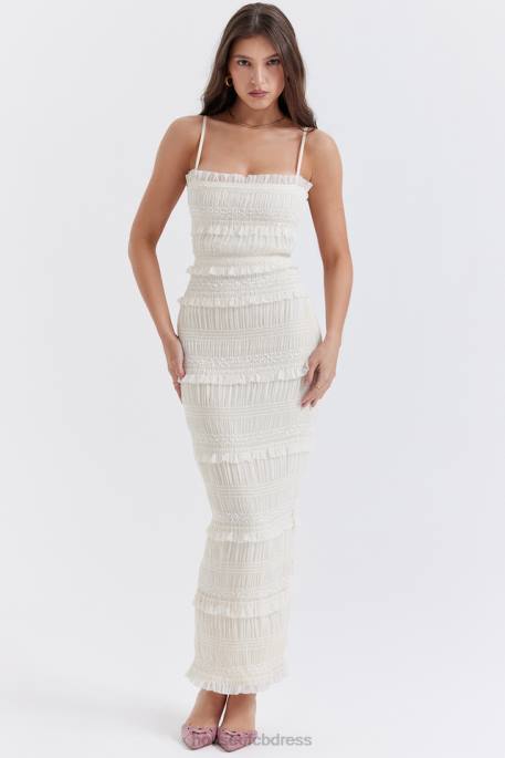 House of CB Solana Ivory Sequin Pleat Maxi Dress Clothing 4H6N241