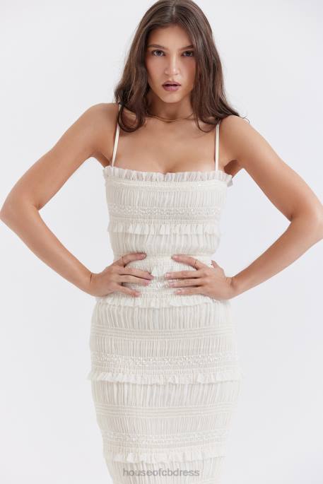 House of CB Solana Ivory Sequin Pleat Maxi Dress Clothing 4H6N241