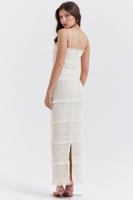 House of CB Solana Ivory Sequin Pleat Maxi Dress Clothing 4H6N241