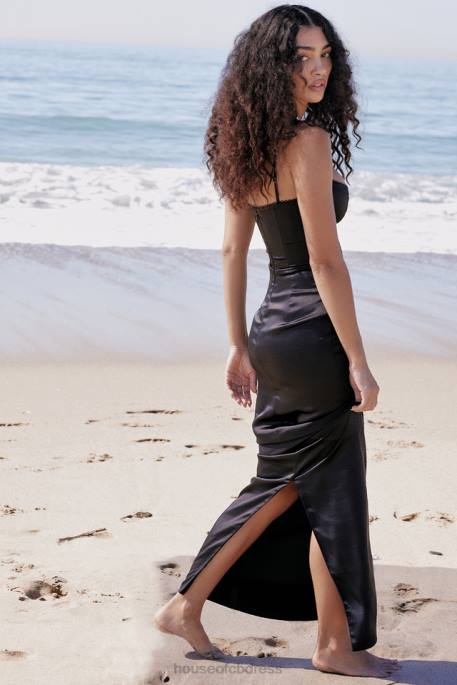 House of CB Stefania Black Corset Maxi Dress Clothing 4H6N284
