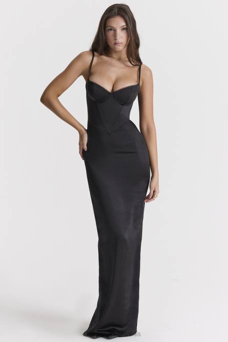 House of CB Stefania Black Corset Maxi Dress Clothing 4H6N284
