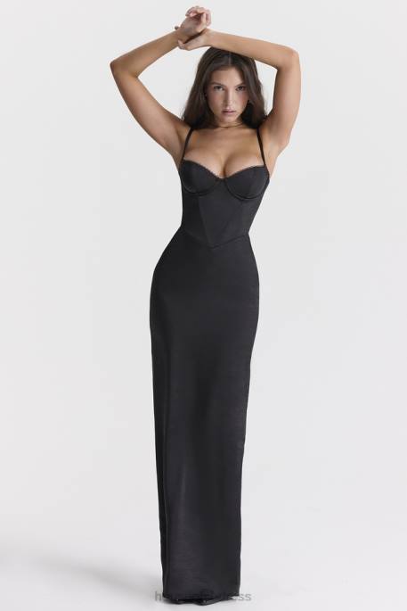 House of CB Stefania Black Corset Maxi Dress Clothing 4H6N284