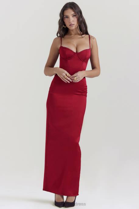 House of CB Stefania Ruby Corset Maxi Dress Clothing 4H6N117