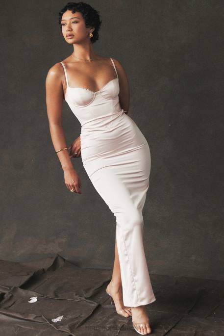 House of CB Stefania Soft Peach Corset Maxi Dress Clothing 4H6N156
