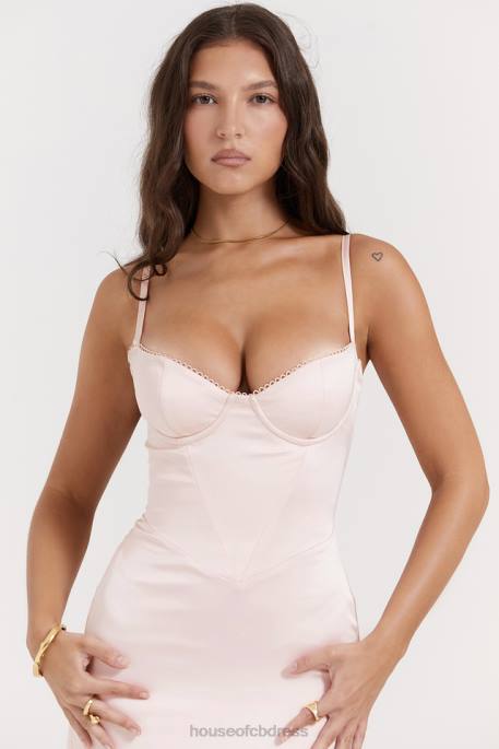 House of CB Stefania Soft Peach Corset Maxi Dress Clothing 4H6N156