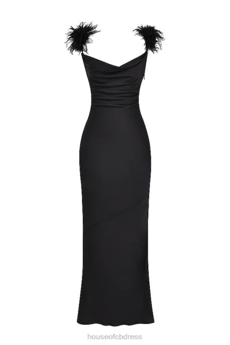 House of CB Tabitha Black Satin Maxi Dress Clothing 4H6N299
