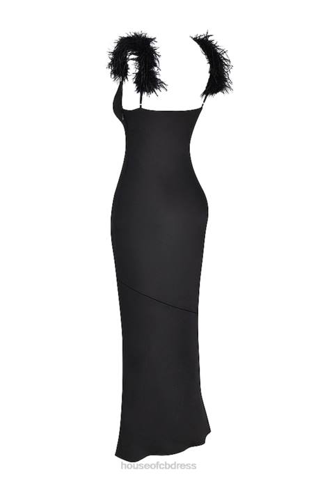 House of CB Tabitha Black Satin Maxi Dress Clothing 4H6N299