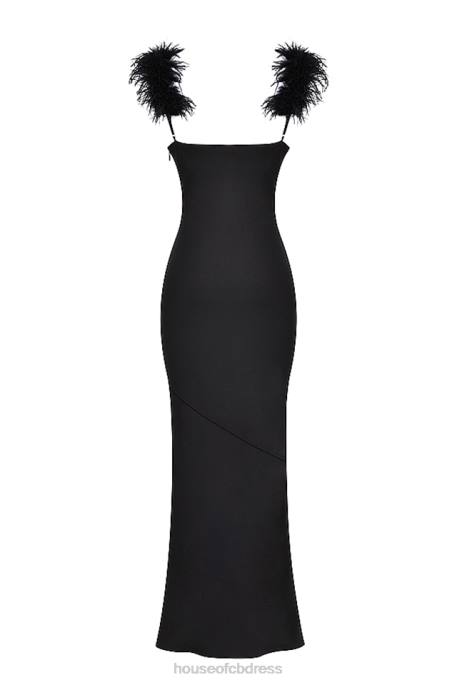 House of CB Tabitha Black Satin Maxi Dress Clothing 4H6N299