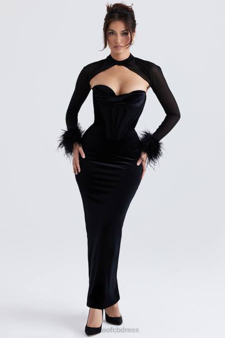 House of CB Thalia Black Velvet Corset Maxi Dress Clothing 4H6N355