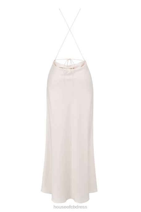 House of CB Zanab Ivory Thigh Slit Maxi Dress Clothing 4H6N335