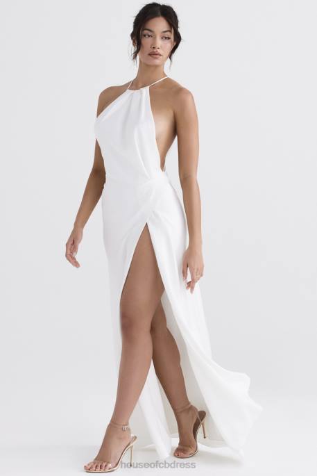 House of CB Zanab Ivory Thigh Slit Maxi Dress Clothing 4H6N335