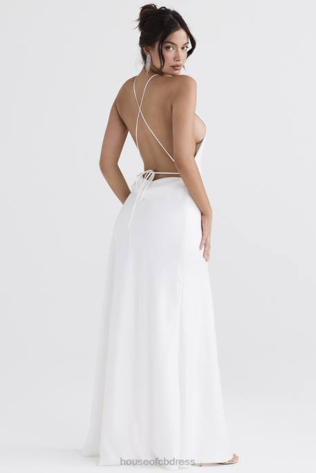 House of CB Zanab Ivory Thigh Slit Maxi Dress Clothing 4H6N335