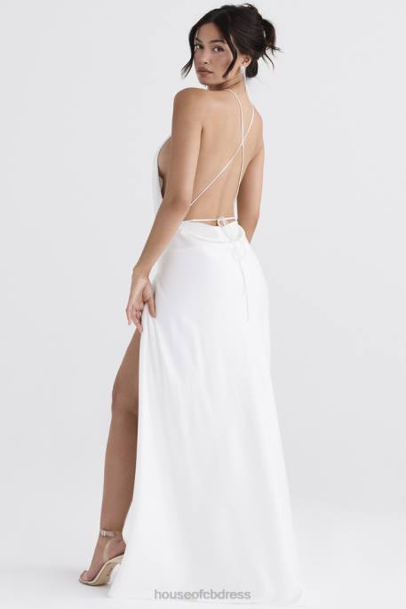 House of CB Zanab Ivory Thigh Slit Maxi Dress Clothing 4H6N335