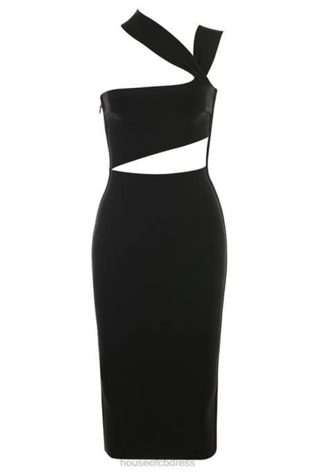 House of CB Aina Black Cut Out Bandage Midi Dress Clothing 4H6N593