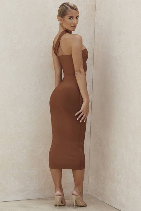 House of CB Aina Tan Cut Out Bandage Midi Dress Clothing 4H6N598