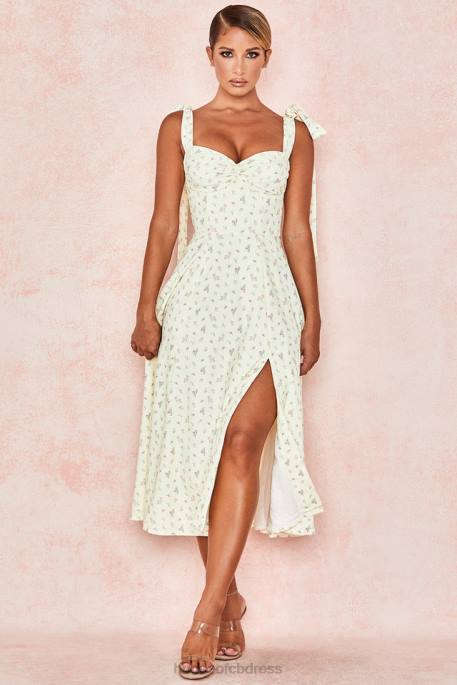 House of CB Alicia Lemon Floral Print Midi Sundress Clothing 4H6N612