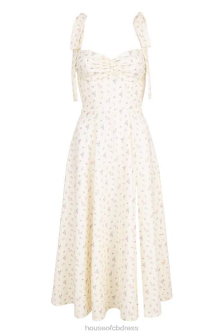 House of CB Alicia Lemon Floral Print Midi Sundress Clothing 4H6N612