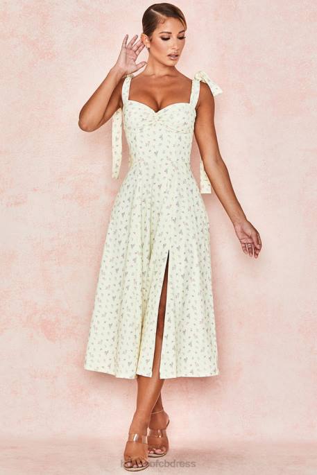 House of CB Alicia Lemon Floral Print Midi Sundress Clothing 4H6N612