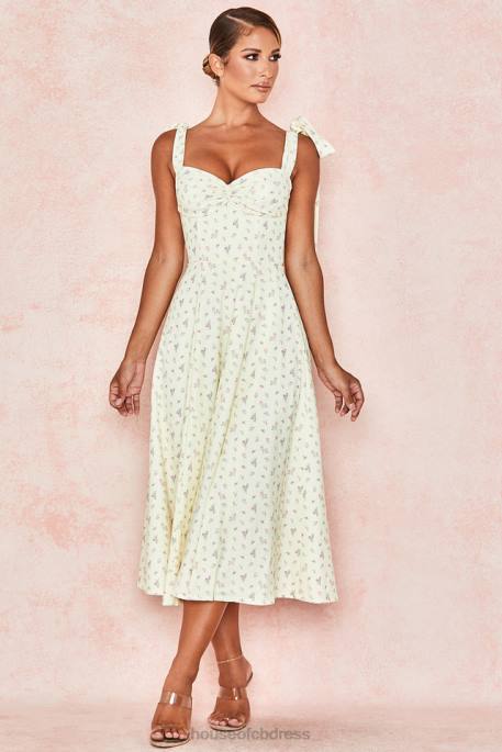 House of CB Alicia Lemon Floral Print Midi Sundress Clothing 4H6N612