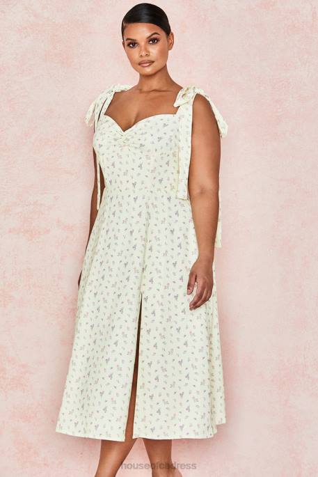 House of CB Alicia Lemon Floral Print Midi Sundress Clothing 4H6N612