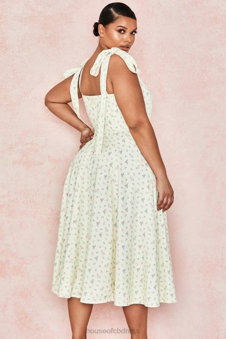 House of CB Alicia Lemon Floral Print Midi Sundress Clothing 4H6N612