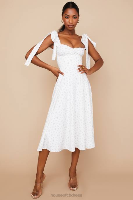 House of CB Alicia White Floral Midi Sundress Clothing 4H6N565
