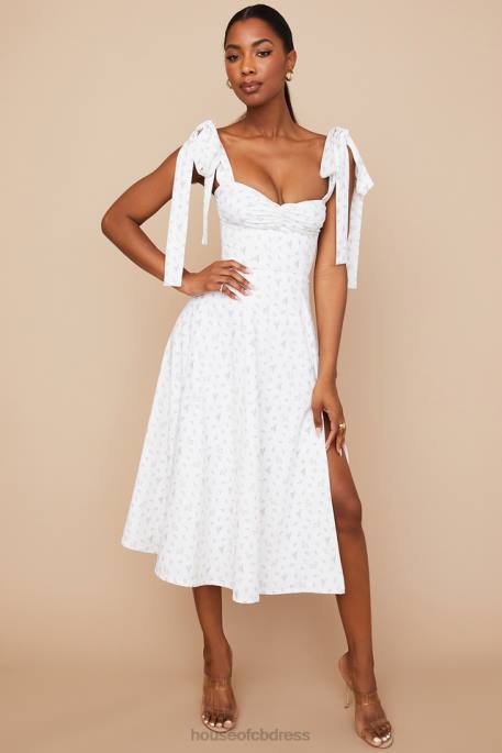 House of CB Alicia White Floral Midi Sundress Clothing 4H6N565
