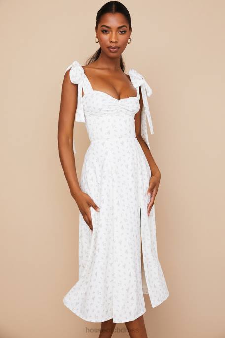 House of CB Alicia White Floral Midi Sundress Clothing 4H6N565