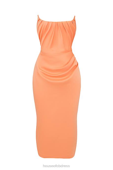 House of CB Alora Tangerine Strapless Corset Midi Dress Clothing 4H6N185
