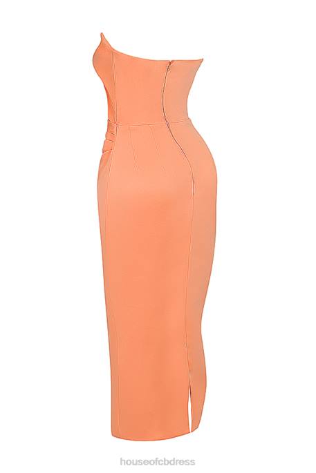 House of CB Alora Tangerine Strapless Corset Midi Dress Clothing 4H6N185