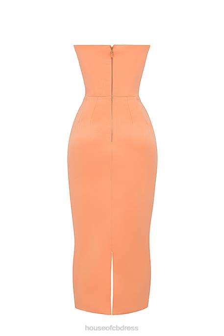 House of CB Alora Tangerine Strapless Corset Midi Dress Clothing 4H6N185