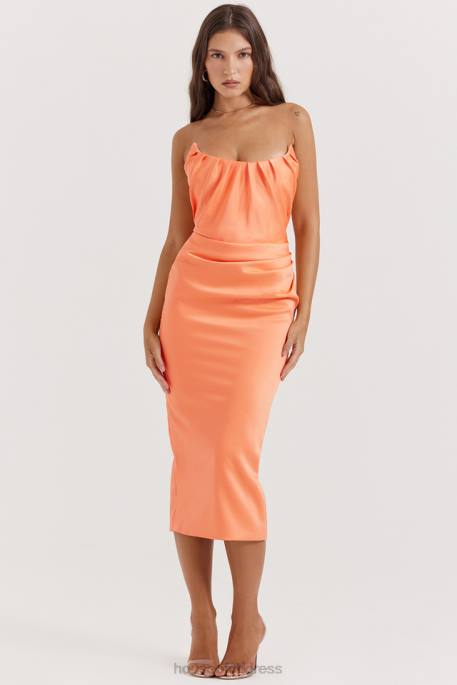 House of CB Alora Tangerine Strapless Corset Midi Dress Clothing 4H6N185