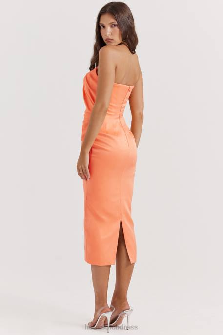 House of CB Alora Tangerine Strapless Corset Midi Dress Clothing 4H6N185