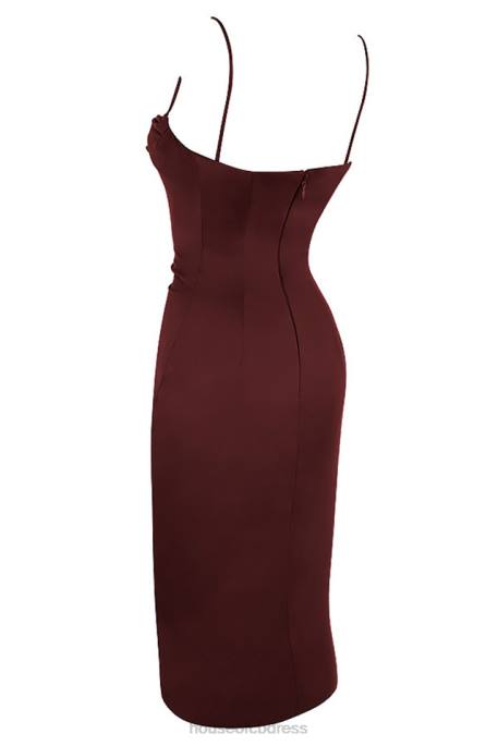House of CB Anja Raisin Satin Corset Midi Dress Clothing 4H6N591