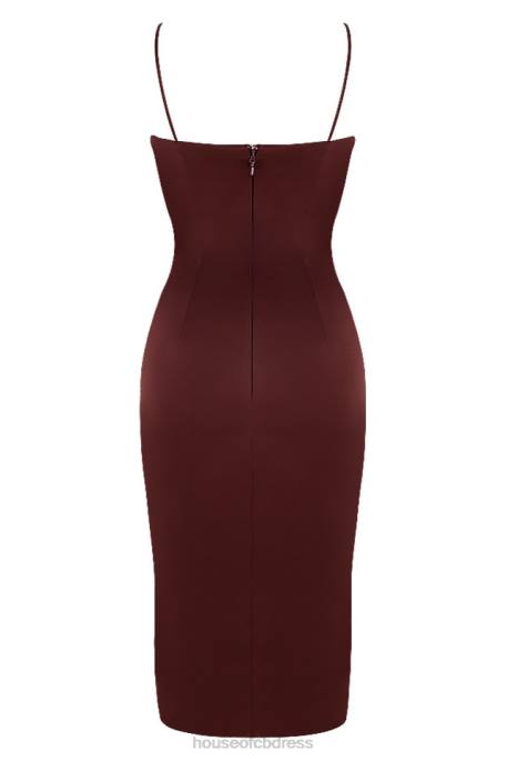 House of CB Anja Raisin Satin Corset Midi Dress Clothing 4H6N591