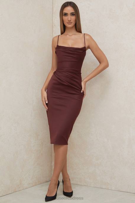 House of CB Anja Raisin Satin Corset Midi Dress Clothing 4H6N591