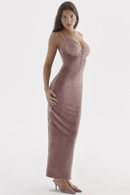 House of CB Azalea Soft Pink Velvet Midi Dress Clothing 4H6N296