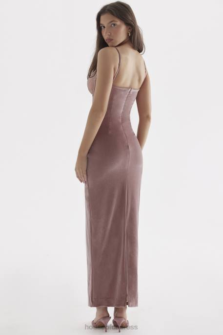 House of CB Azalea Soft Pink Velvet Midi Dress Clothing 4H6N296