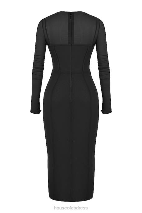 House of CB Beatrice Black Corset Midi Dress Clothing 4H6N513