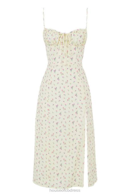 House of CB Carina Lemon Floral Bustier Midi Dress Clothing 4H6N564